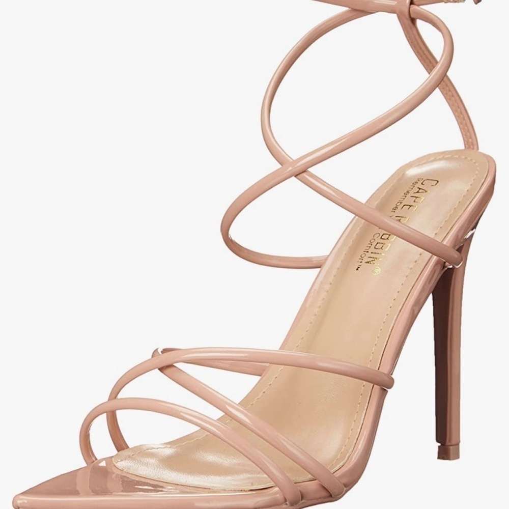 Women's Strappy Pointy Open Toe Ankle Strap Stiletto Sandal - Nude - 6 - Picture 4 of 10